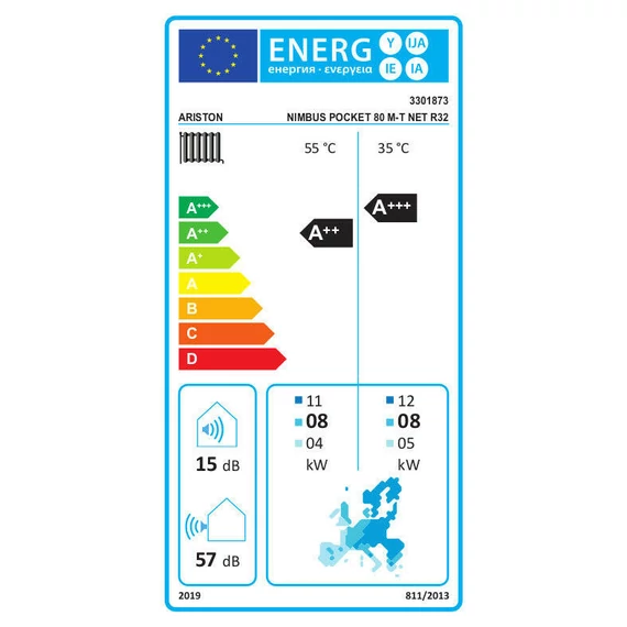 Ariston Nimbus Pocket 80 M-T NET R32 monob. hősziv. 8 kW, 1 fütőkör, 3 fázis