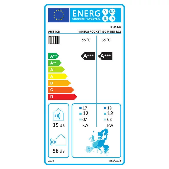 Ariston Nimbus Pocket 150 M NET R32 monob. hősziv. 15 kW, 1 fütőkör, 1 fázis