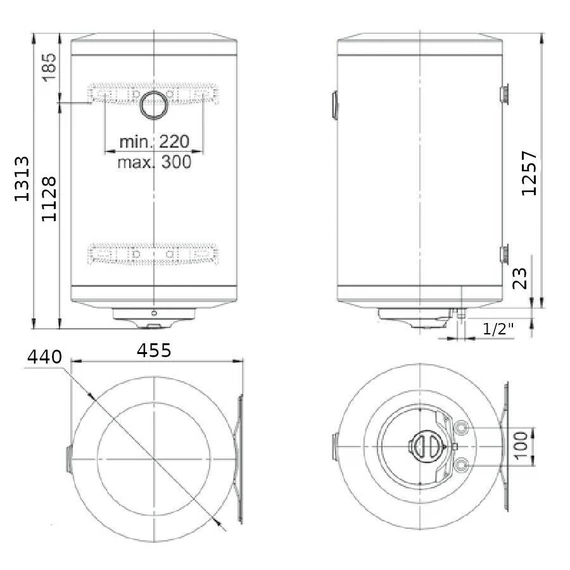 Bosch Tronic 1000T 150 B függőleges vízmelegítő fali (ES 150 5 2000W BO L1X-NTWVB) (7736504486)