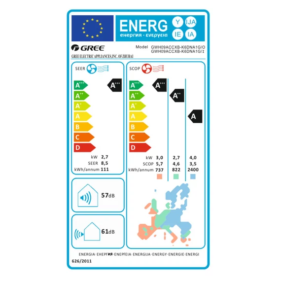 Gree Dark Pro mono split klíma szett 2.7 kW (GWH09ACCXB-K6DNA1G-D)
