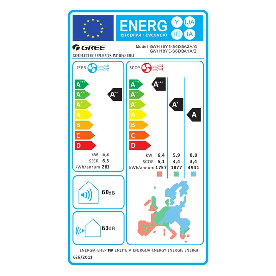 Gree Amber Royal mono split klíma szett 5.3 kW (GWH18YE-S6DBA1A)