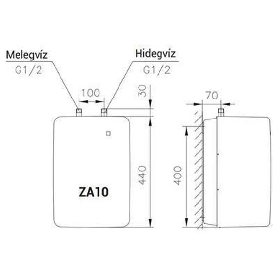 Hajdu ZA10 elektromos vízmelegítő, alsó elhelyezésű 2111211711