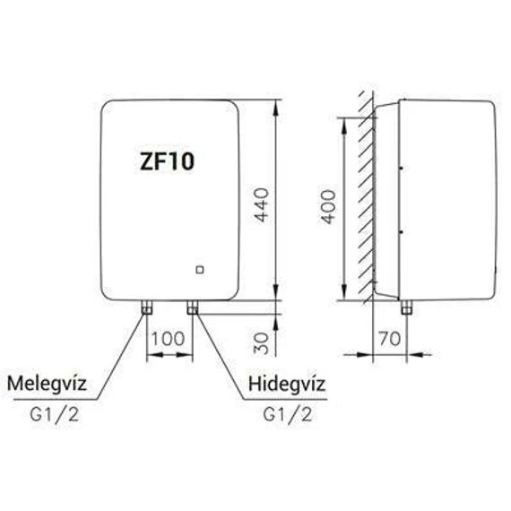 Hajdu ZF10 elektromos vízmelegítő, felső elhelyezésű (2111211811)