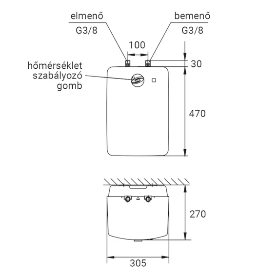 Hajdu FTA 10 vízmelegítő alsó elhelyezésű hagyományos csapteleppel (2121221211)
