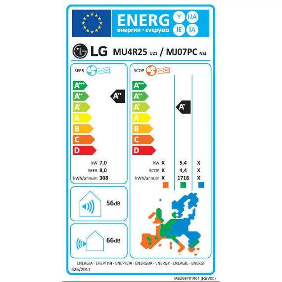 LG multi split klíma szett - kültéri: 7kW(MU4R25), beltéri: 2 x 3,5kW(PC12SK) (MU4R25-SZETT-1)