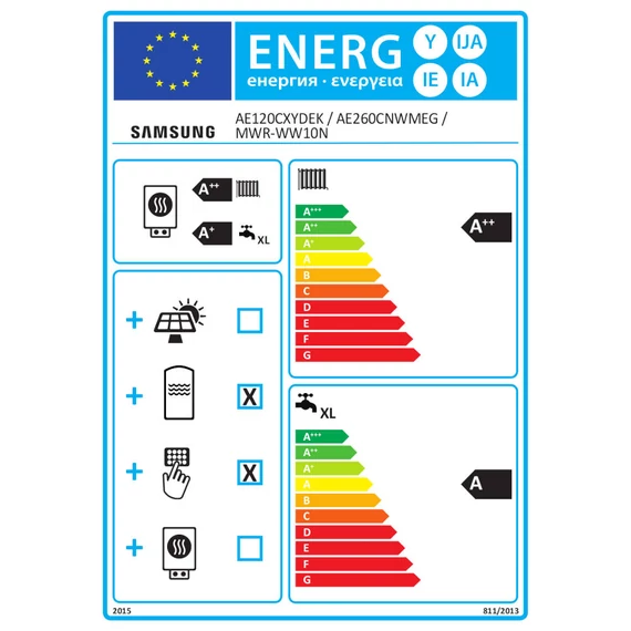 Samsung Mono ClimateHub R290 hőszivattyú 12 kW + 260l-es tartály + vezetékes szabályzó, 1 fázis (MCH-R290-12-2-1)