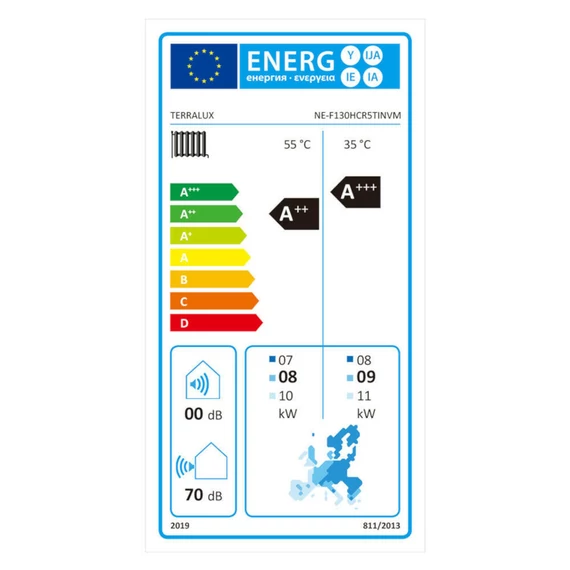 TERRALUX Sunglow 12 monoblokkos levegő-víz hőszivattyú, 3 fázis, Wi-fi-s 4,5 kW - 12,7 kW, DC inverter, R290 (NE-F130HCR5TI)