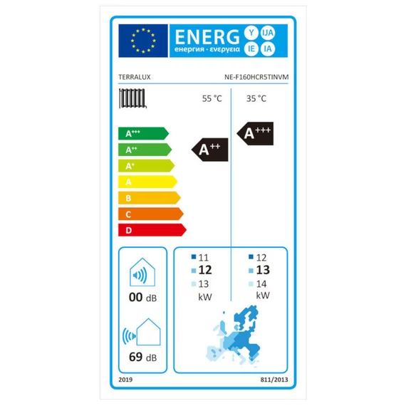 TERRALUX Sunglow 16 monoblokkos levegő-víz hőszivattyú, 3 fázis, Wi-fi-s, 6 kW - 16 kW, DC inverter, R290 (NE-F160HCR5TI)