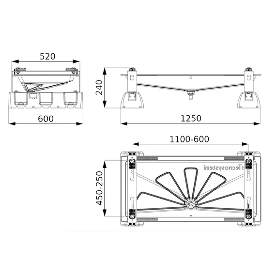 Terralux hőszivattyú álló konzol, csepptálcával és tálcafűtéssel 1250x600 - MAX 190kg
